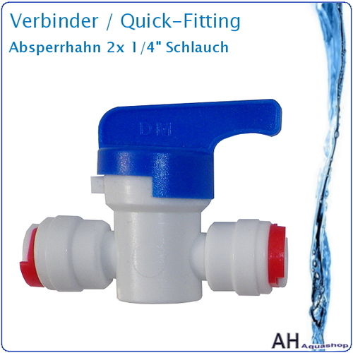 Verbinder / Absperrhahn für 2x 1/4" Schläuche, Quick-Anschluss