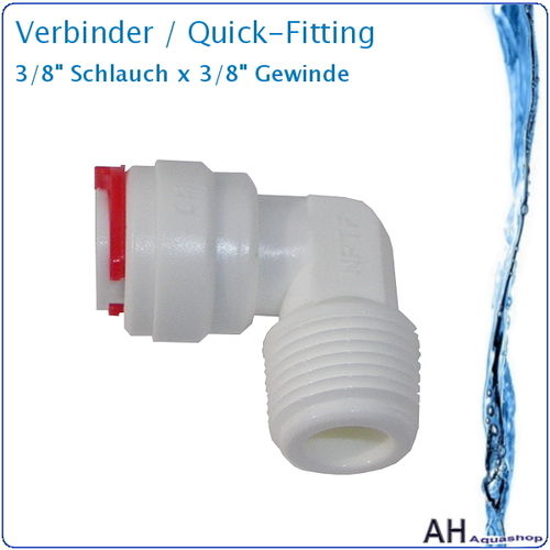 Verbinder / Fitting 3/8" x 3/8" - Winkel 90°, Quick-Anschluss