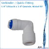 Verbinder / Fitting 1/4" x 3/8" - Winkel 90°, Quick-Anschluss