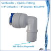 Verbinder / Rückschlagventil 1/4" x 1/8" - Winkel Fitting 90°, Quick-Anschluss